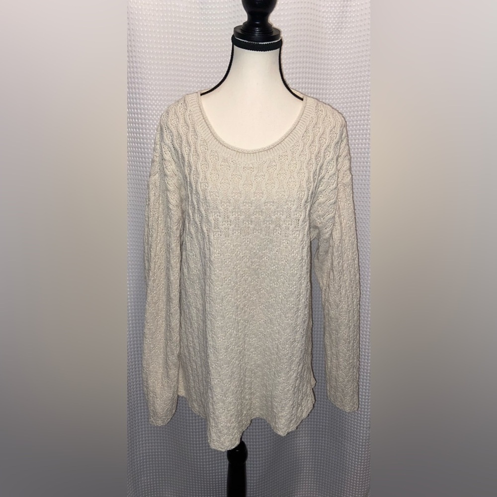 Women’s‎ COTTON COUNTRY cream knit pullover sweater size XL